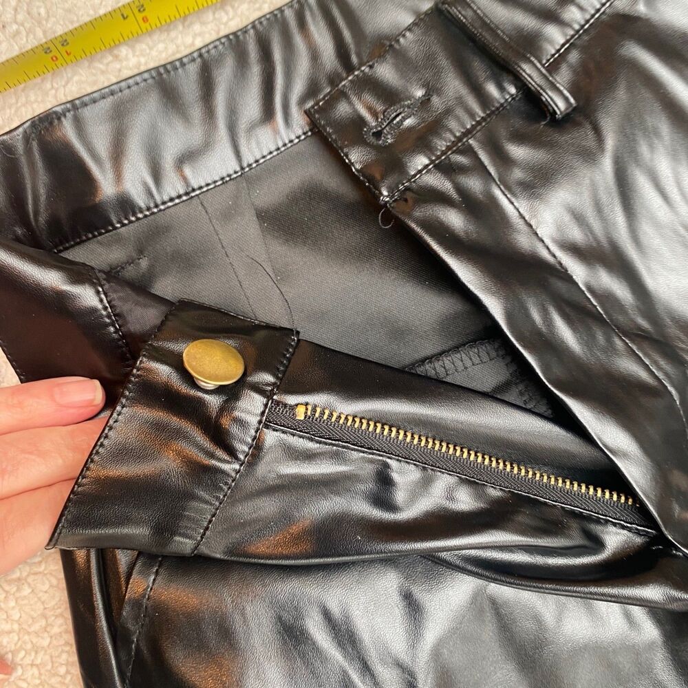 Black Vegan Leather Women’s Size 8 NEW Pleather Pants - Picture 6 of 14